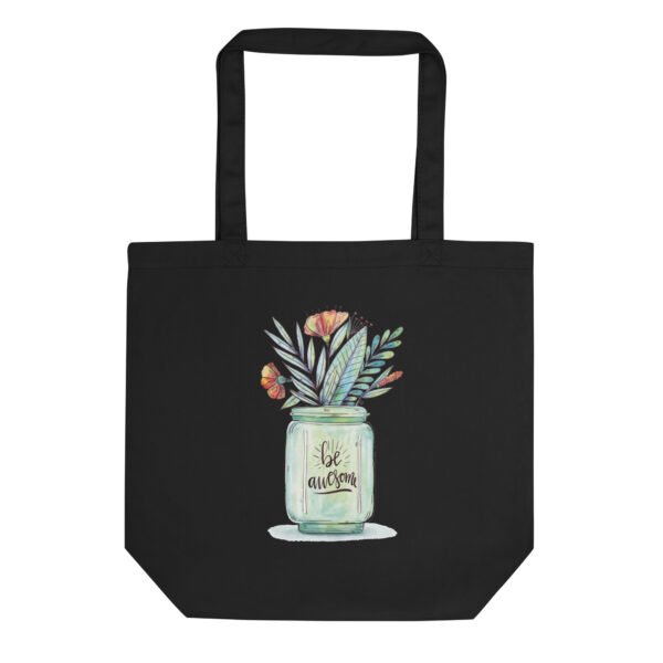 Eco Vintage Floral Mason Jar Tote Bag – "Be Awesome" Aesthetic