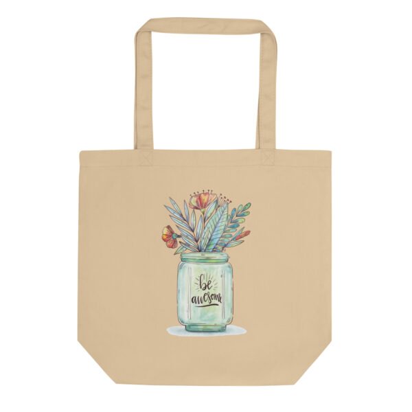 Eco Vintage Floral Mason Jar Tote Bag – "Be Awesome" Aesthetic - Image 2