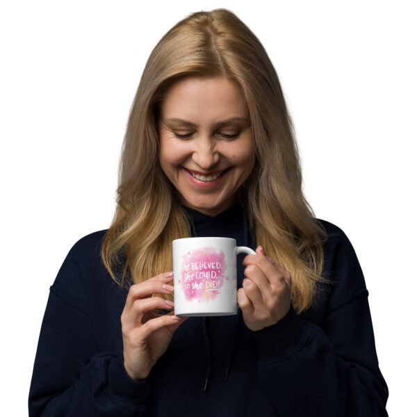 Inspirational Mug – “She Believed She Could, So She Did” | Motivational Coffee Cup for Boss Babes & Entrepreneurs