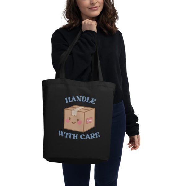 Eco Friendly Cute Handle with Care Tote Bag – Perfect for Cozy, Everyday Looks - Image 2