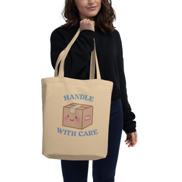 Eco Friendly Cute Handle with Care Tote Bag – Perfect for Cozy, Everyday Looks - Image 3