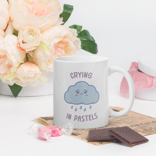 Crying in Pastels Mug – Minimalist Pastel Coffee Cup for Aesthetic Vibe