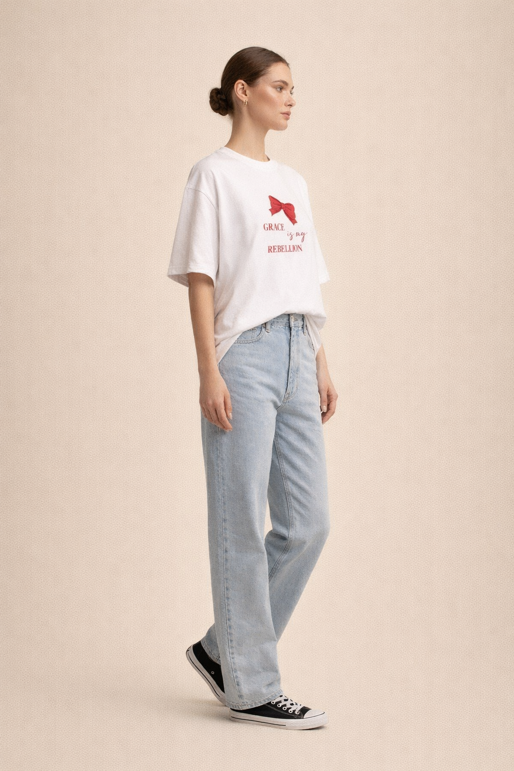 Grace Is My Rebellion Graphic T-Shirt | Oversized White Statement Tee | Minimal Aesthetic Shirt - Image 3