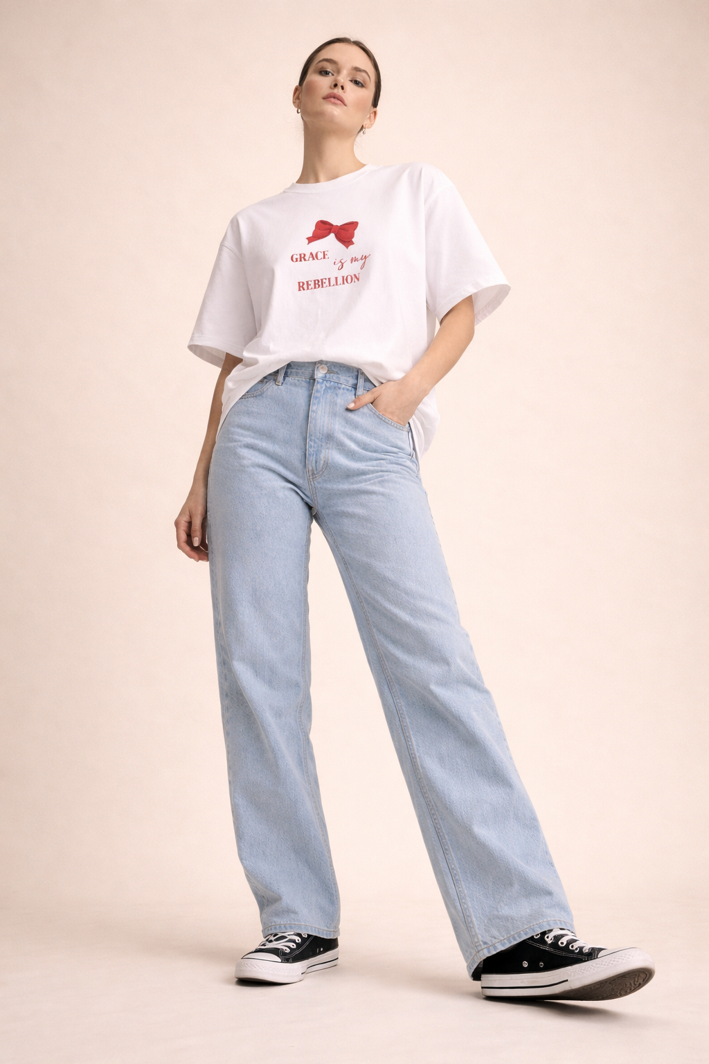 Grace Is My Rebellion Graphic T-Shirt | Oversized White Statement Tee | Minimal Aesthetic Shirt - Image 6